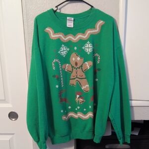 Gildan Green Gingerbread Novelty Crewneck Sweater